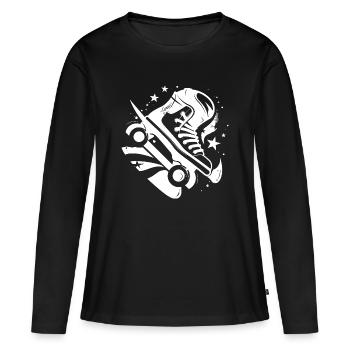 Graphisme des patins à roulettes - T-shirt manches longues Premium bio Femme - noir - Devant - Julia (174cm)