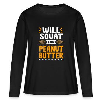 Pâte d’arachide - T-shirt manches longues Premium bio Femme - noir - Devant - Julia (174cm)