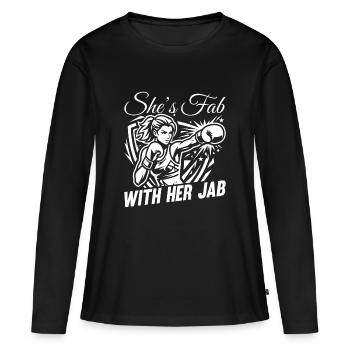 Fab With Her Jab Boxing Gloves - Frauen Premium Bio Langarmshirt - Schwarz - Vorne - Julia (174cm)