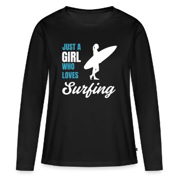 Surfer Girl Beach Lover Gift for Women - Women's Premium Organic Long Sleeve Shirt - black - Front - Julia (174cm)