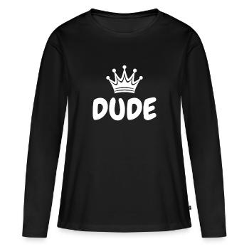 Dude Krone Hip Hop Rap Street Art (blanc) - T-shirt manches longues Premium bio Femme - noir - Devant - Julia (174cm)