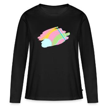 Design abstrait pastel - T-shirt manches longues Premium bio Femme - noir - Devant - Julia (174cm)