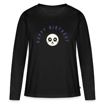 JOYEUX ANNIVERSAIRE. HAPPY BIRTHDAY. ANNIVERSAIRE. - T-shirt manches longues Premium bio Femme - noir - Devant - Julia (174cm)