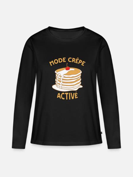 Aktiver Crêpe-Modus - Frauen Premium Bio Langarmshirt - Schwarz