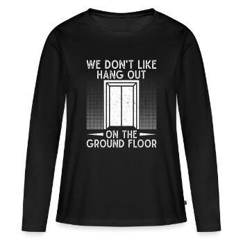 Mécanicien d’ascenseur drôle qu’on n’aime pas traîner avec nous - T-shirt manches longues Premium bio Femme - noir - Devant - Julia (174cm)