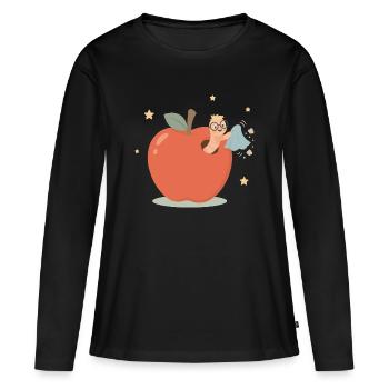 Rat de bibliothèque drôle qui nettoie la maison - T-shirt manches longues Premium bio Femme - noir - Devant - Julia (174cm)