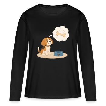 Le Beagle rêve d’un os - T-shirt manches longues Premium bio Femme - noir - Devant - Julia (174cm)