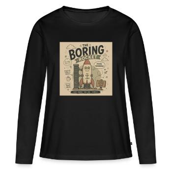 La fusée ennuyée - T-shirt manches longues Premium bio Femme - noir - Devant - Julia (174cm)
