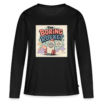 La fusée ennuyée - T-shirt manches longues Premium bio Femme - noir - Devant - Julia (174cm)
