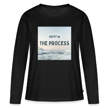 Conception inspirante de citation Trust In The Process - T-shirt manches longues Premium bio Femme - noir - Devant - Julia (174cm)
