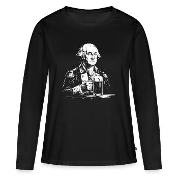 Portrait de la bière de George Washington Toast - T-shirt manches longues Premium bio Femme - noir - Devant - Julia (174cm)