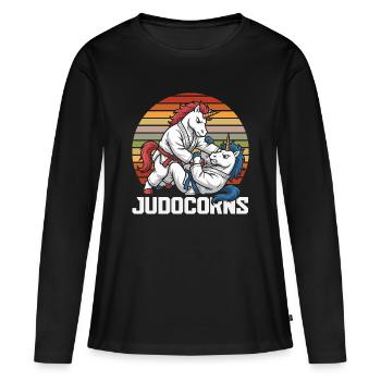Judocorns Unicorns Judo Arts Martiaux Rétro - T-shirt manches longues Premium bio Femme - noir - Devant - Julia (174cm)