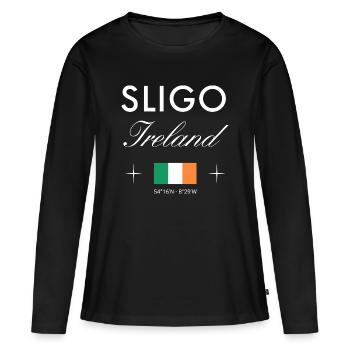 Coordonnées de Sligo Irlande Souvenir de voyage - T-shirt manches longues Premium bio Femme - noir - Devant - Julia (174cm)