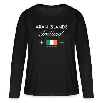 Îles Aran Coordonnées Irlande Souvenir de voyage - T-shirt manches longues Premium bio Femme - noir - Devant - Julia (174cm)