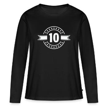 10_zahl- - T-shirt manches longues Premium bio Femme - noir - Devant - Julia (174cm)