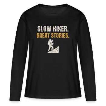 Randonneurs lents : grandes histoires - T-shirt manches longues Premium bio Femme - noir - Devant - Julia (174cm)