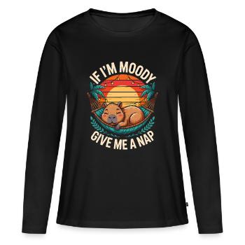 Si je suis lunatique, donne-moi une sieste, drôle de capybara - T-shirt manches longues Premium bio Femme - noir - Devant - Julia (174cm)