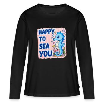 Heureux de mer, Hippocampe de mer, amour de mer - T-shirt manches longues Premium bio Femme - noir - Devant - Julia (174cm)