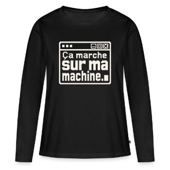Développeur, ça marche sur ma machine - T-shirt manches longues Premium bio Femme - noir - Devant - Julia (174cm)