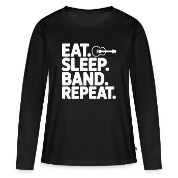 Mange. Dors. Band. Répétez. - T-shirt manches longues Premium bio Femme - noir - Devant - Julia (174cm)