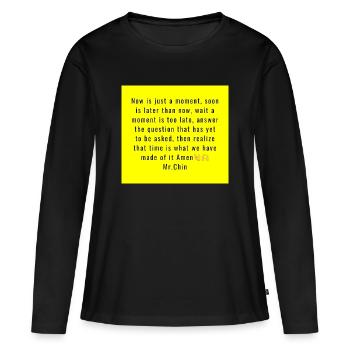 Le temps comme typographie artistique jaune - T-shirt manches longues Premium bio Femme - noir - Devant - Julia (174cm)