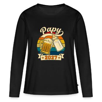 Zukünftiger Opa 2027 Retro-Schwangerschaftsankündigung - Frauen Premium Bio Langarmshirt - Schwarz - Vorne - Julia (174cm)