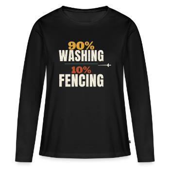 Escrime 90 % Lavage 10 % Escrime Épée drôle Escrimeur - T-shirt manches longues Premium bio Femme - noir - Devant - Julia (174cm)