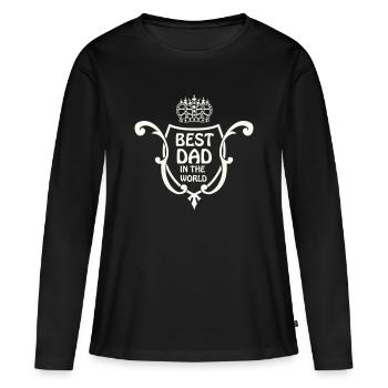 Emblème du meilleur papa au monde - T-shirt manches longues Premium bio Femme - noir - Devant - Julia (174cm)
