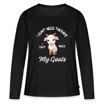 Thérapie de la ferme de chèvres - T-shirt manches longues Premium bio Femme - noir - Devant - Julia (174cm)
