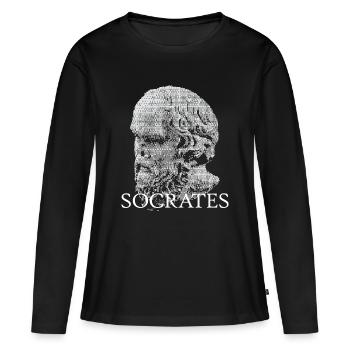 Portrait du crâne de Socrate - T-shirt manches longues Premium bio Femme - noir - Devant - Julia (174cm)