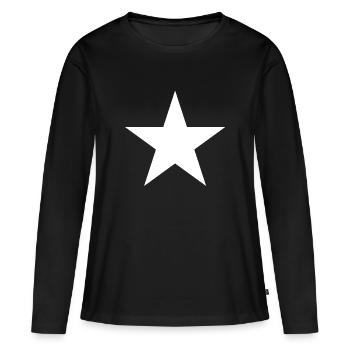 étoile blanche, étoile blanche - T-shirt manches longues Premium bio Femme - noir - Devant - Julia (174cm)