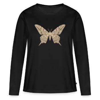 Papillon de nuit sorcière blanche Thysania agrippina Style dessin animé - T-shirt manches longues Premium bio Femme - noir - Devant - Julia (174cm)