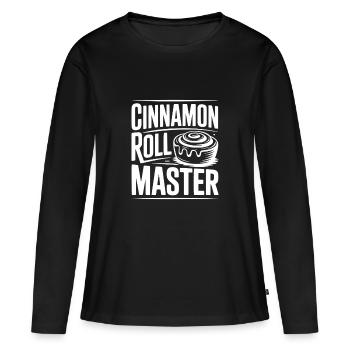 Maître des roulés à la cannelle - T-shirt manches longues Premium bio Femme - noir - Devant - Julia (174cm)