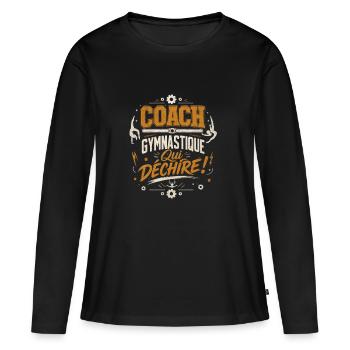 Coach Gymnastique Qui Déchire - T-shirt manches longues Premium bio Femme - noir - Devant - Julia (174cm)