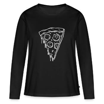 Art au trait de la part de pizza - T-shirt manches longues Premium bio Femme - noir - Devant - Julia (174cm)