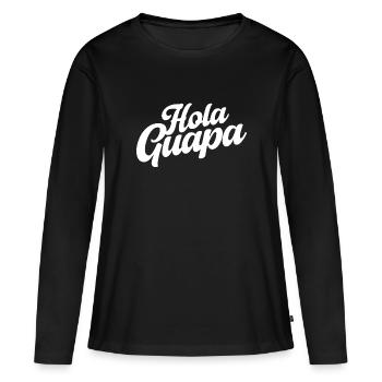 Hola Guapa - Ambiances minimalistes espagnoles d’été - T-shirt manches longues Premium bio Femme - noir - Devant - Julia (174cm)