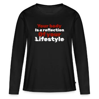 Reflet corporel de votre mode de vie - T-shirt manches longues Premium bio Femme - noir - Devant - Julia (174cm)