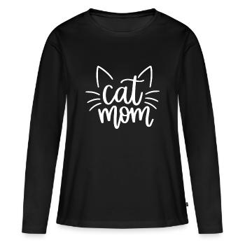 Motif de maman chat avec des moustaches - T-shirt manches longues Premium bio Femme - noir - Devant - Julia (174cm)