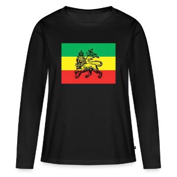 Haile Selassie I Jah Rastafari Rasta Reggae Racines - T-shirt manches longues Premium bio Femme - noir - Devant - Julia (174cm)