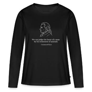 Citation de Kant sur la bonté animale - T-shirt manches longues Premium bio Femme - noir - Devant - Julia (174cm)