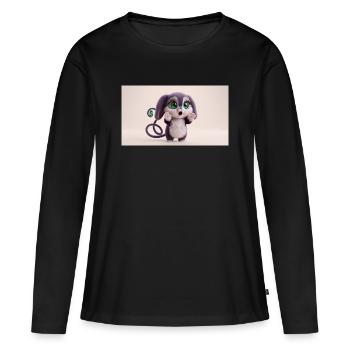 Créature mignonne et mignonne surprise aux grands yeux verts - T-shirt manches longues Premium bio Femme - noir - Devant - Julia (174cm)