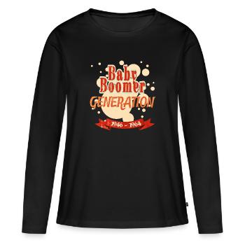 Design Génération des baby-boomers (1946 - 1964) - T-shirt manches longues Premium bio Femme - noir - Devant - Julia (174cm)