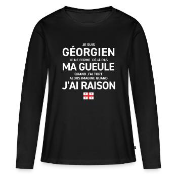 Je Suis Georgien Je Ne Ferme Deja Pas Ma Gueule... - T-shirt manches longues Premium bio Femme - noir - Devant - Julia (174cm)