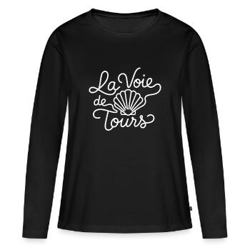 La Voie de Tours – Saint-Jacques Compostelle - T-shirt manches longues Premium bio Femme - noir - Devant - Julia (174cm)