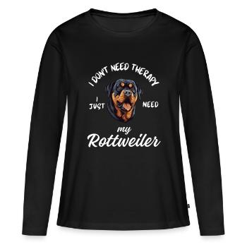 Chien de thérapie Rottweiler - T-shirt manches longues Premium bio Femme - noir - Devant - Julia (174cm)