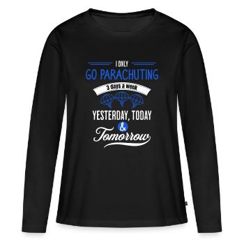 Citation drôle sur le parachutisme - T-shirt manches longues Premium bio Femme - noir - Devant - Julia (174cm)
