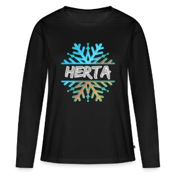 Prénom Herta - T-shirt manches longues Premium bio Femme - noir - Devant - Julia (174cm)