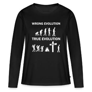 Mauvaise évolution Véritable évolution - T-shirt manches longues Premium bio Femme - noir - Devant - Julia (174cm)