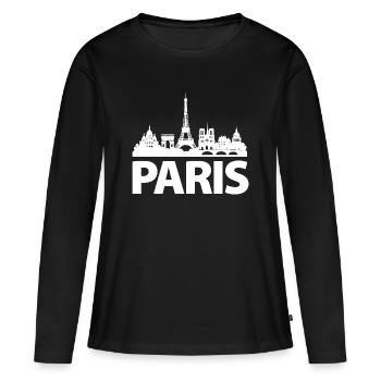 PARIS Skyline blanc - T-shirt manches longues Premium bio Femme - noir - Devant - Julia (174cm)
