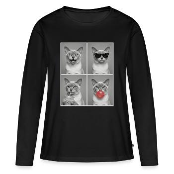 Chats Chat birman européen - T-shirt manches longues Premium bio Femme - noir - Devant - Julia (174cm)